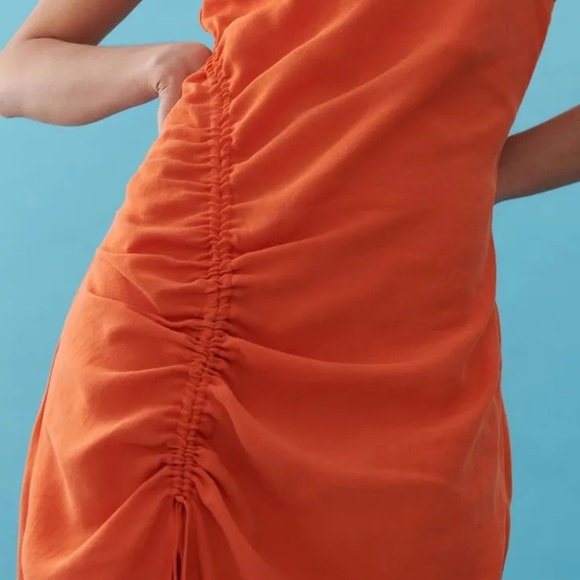 NEW RESERVED Ruched Midi Dress in Orange Size EU36 - Picture 9 of 10